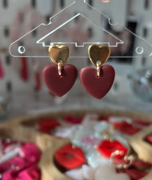 Cherry chocolate love hearts (heart studs)