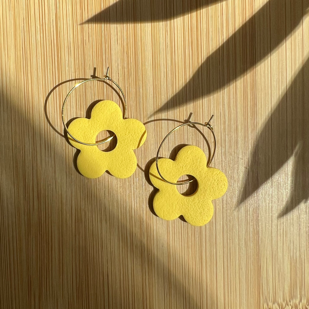Yellow Flower Hoops