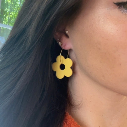 Yellow Flower Hoops