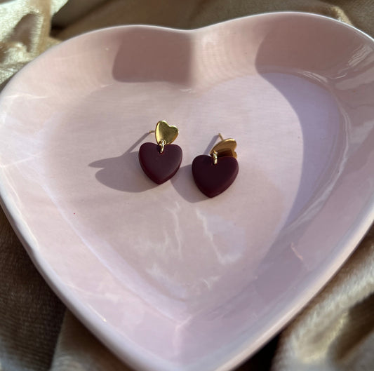 Cherry chocolate love hearts (heart studs)