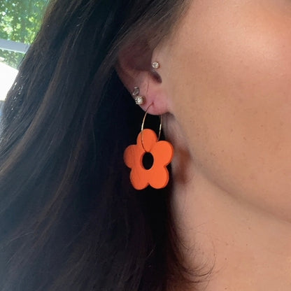 Orange Flower Hoops