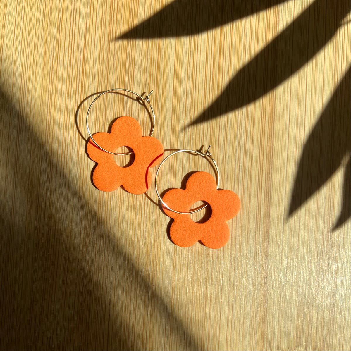 Orange Flower Hoops