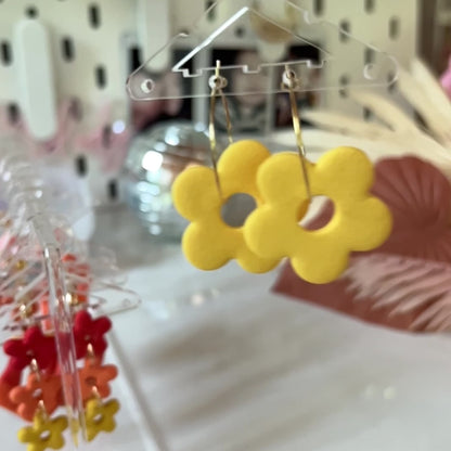 Yellow Flower Hoops